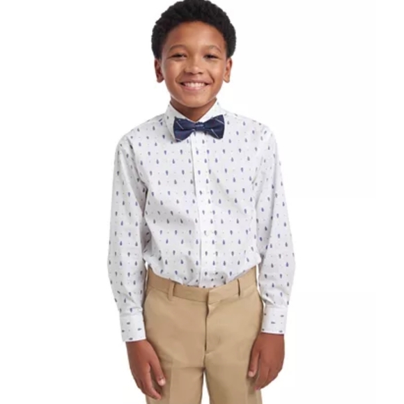 SALE! TOMMY HILFIGER BOYS 2 PIECE DRESS SHIRT & BOW SET. - Picture 3 of 6